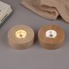 Battery Operated 8/10Cm Round Wooden Led Light Dispaly Base Stand Holder Table Night Lamp Base  Glass Art Ornaments