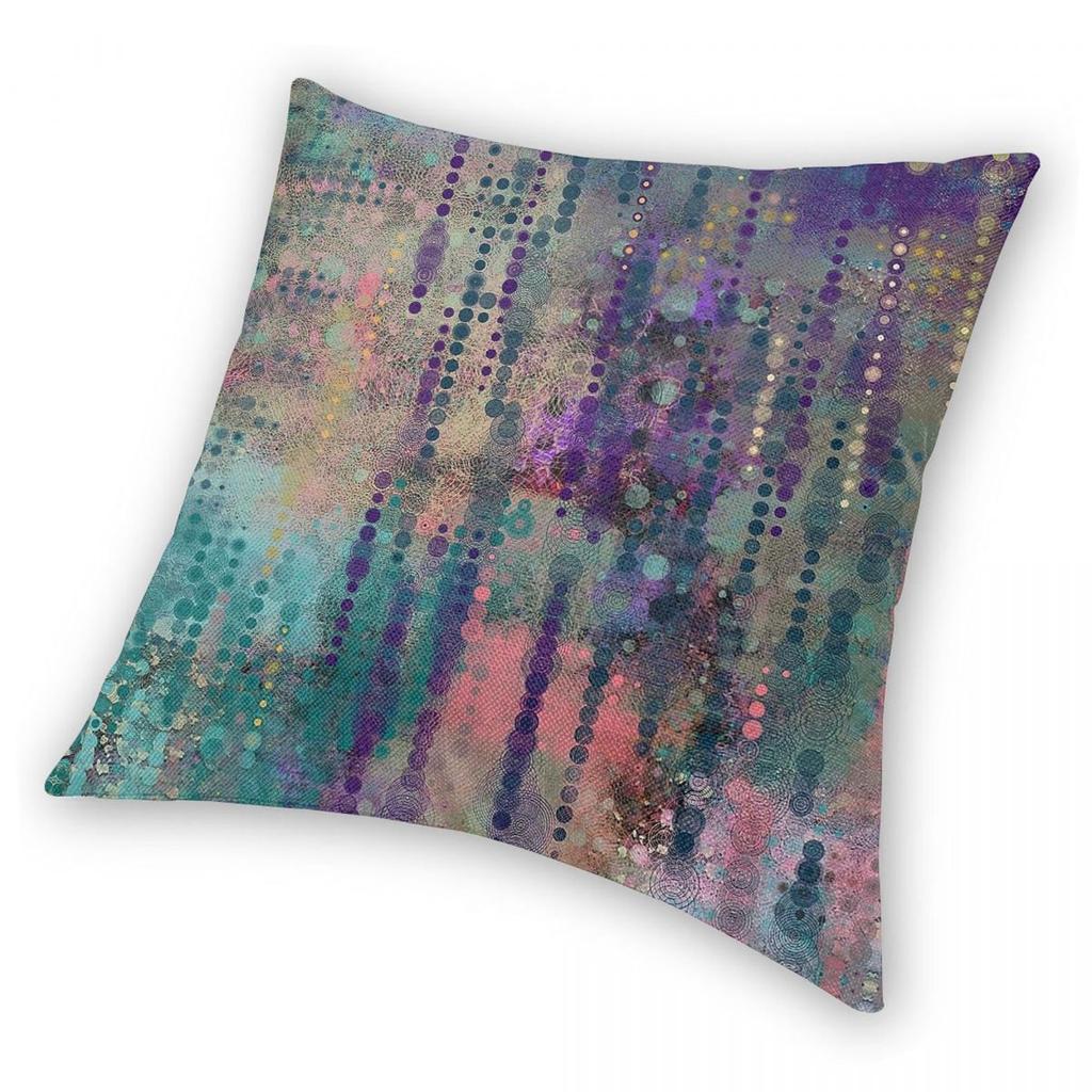Purple And Teal Abstract Square Pillowcase Polyester Linen Velvet Pattern Zip Decorative Pillow Case Home Cushion Cover