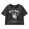 Three Ducks Cartoon Printing Women Wash Short T Shirt Summer Breathable Tshirt Street Distress Tops Female