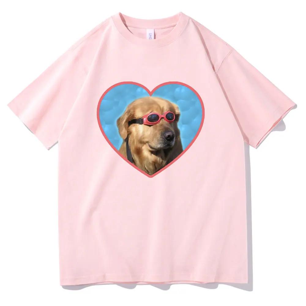 Doggo Golden Retriever Love Sunglasses Print Tshirt Swimmer Dog Graphic T-shirts Funny Women Fashion Casual T Shirt Personality