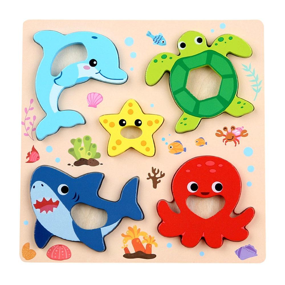 3D Wooden Puzzles Safe Cute Animal Series Animals Cognitive Jigsaw Puzzle Portable Cartoon Animals Puzzles