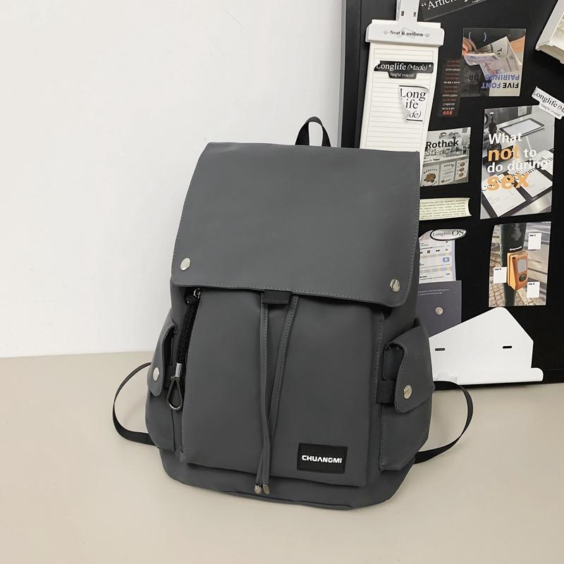 Solid Color Men's Backpack Women's Large Capacity Travel Backpack Student School Bag