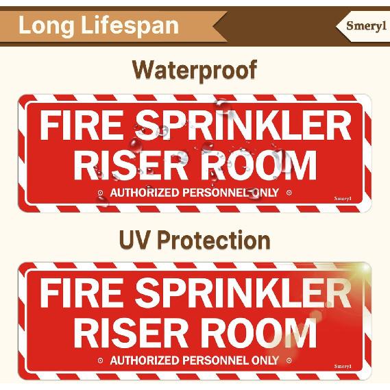 Fire Sprinkler Riser Room Signs Authorized Personnel Only 9” x 3” Fire Sprinkler Room Signs, Riser Room Sign for Office Home Business,