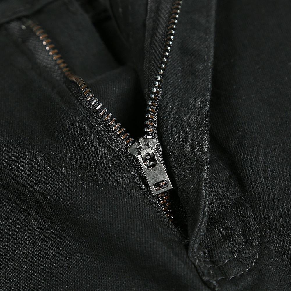 Эластичные узкие джинсы с потертостями до колен, мужские рваные байкерские джинсовые брюки, однотонные потертые уличные черные брюки, мужские спортивные штаны