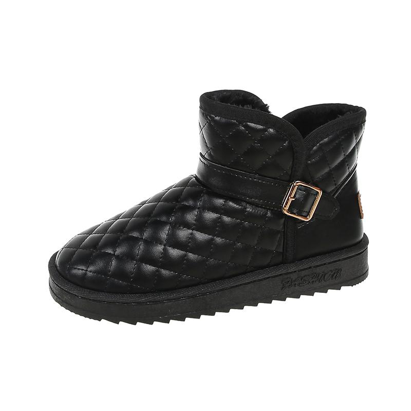 Fashion Women's Shoes On Sale Slip On Women's Boots Winter Round Toe Plush Fleece for Warmth Short Barrel Flat Snow Boots Zapatos Mujer