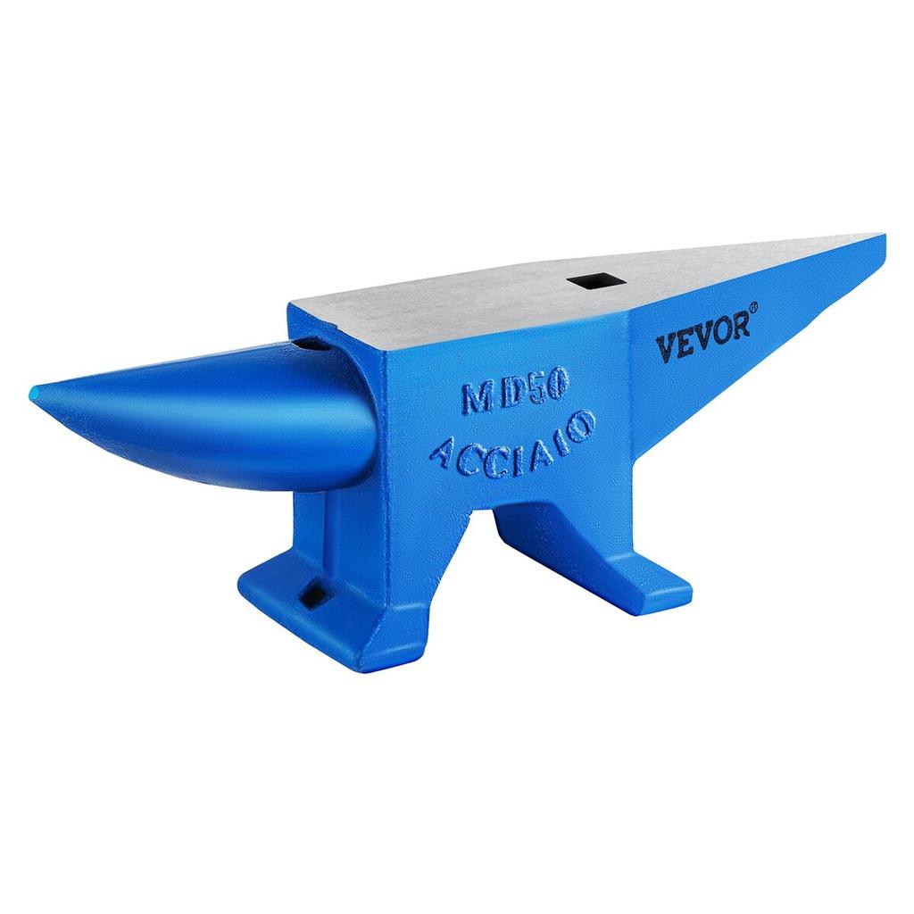 Single Horn Anvil 50Kg/110Lbs Cast Steel Anvil Blacksmith for Sale Forge Steel Tools W/ Round And Square Hole and Equipment Anvil Rugged Blacksmith