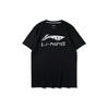 Li Ning Logo Print Solid Color Round Neck Short Sleeve T-Shirt Men Tops Black YHST177-1