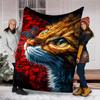 1pc Butterfly Cat Artwork Print Outdoor Blanket, Lightweight Polyester,