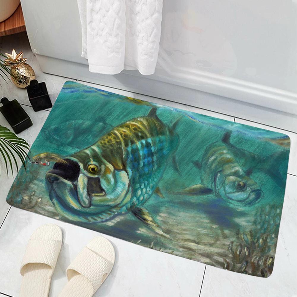 Fish Pattern Mat Hot Sale Model Fishing Bait Hard Printing Decorative Door Living Room Bathroom Kitchen Home Decor