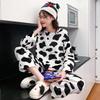 Женские пижамы из кораллового флиса на осень и зиму, бархатные утолщенные корейские версии, милый и милый фланелевой домашний костюм с длинными рукавами