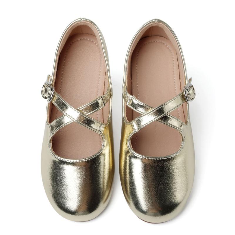 Туфли принцессы из кожи для девочек, однотонные, на крестовой шнуровке, детские балетки, модные, весенне-осенние, детские туфли на плоской подошве для свадебной вечеринки