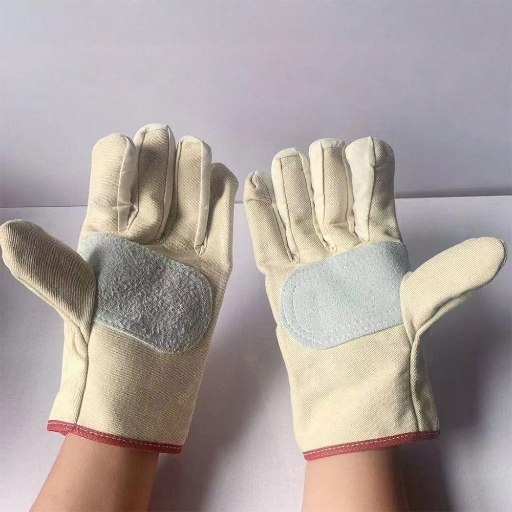 1Pair Double Thickened Canvas Gloves Stab Proof Welding Protective Gloves Metallurgical Application