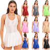 Ayollar Ayollar U-boʻyinli Leotard Mini Koʻylaklar Yaltiroq Tank Koʻylak Bir Qismli Choʻmilish Kiyimi Choʻmilish Kiyimi Yengsiz Tungi Klub Vestido Kostyumi