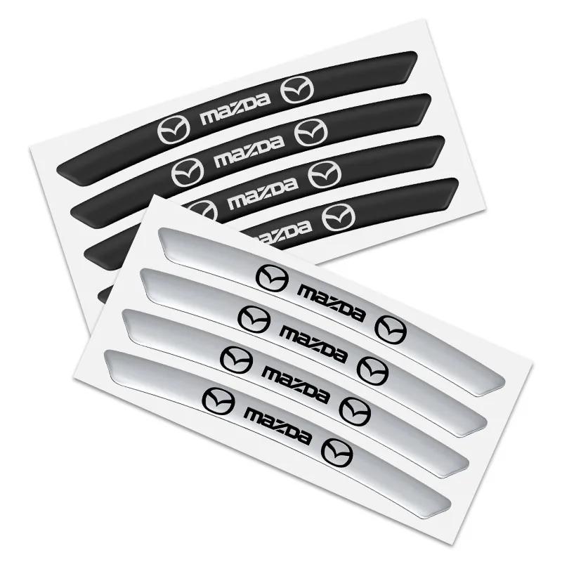 4Pcs Aluminum Car Badge Emblem Wheel Hub Rims Decor 3D Stickers for Mazda CX6 M6 MX3 MX5 RX7 X3 2 3 5 6 M5 Ms M3 MX5 CX-4 CX-5 FF26