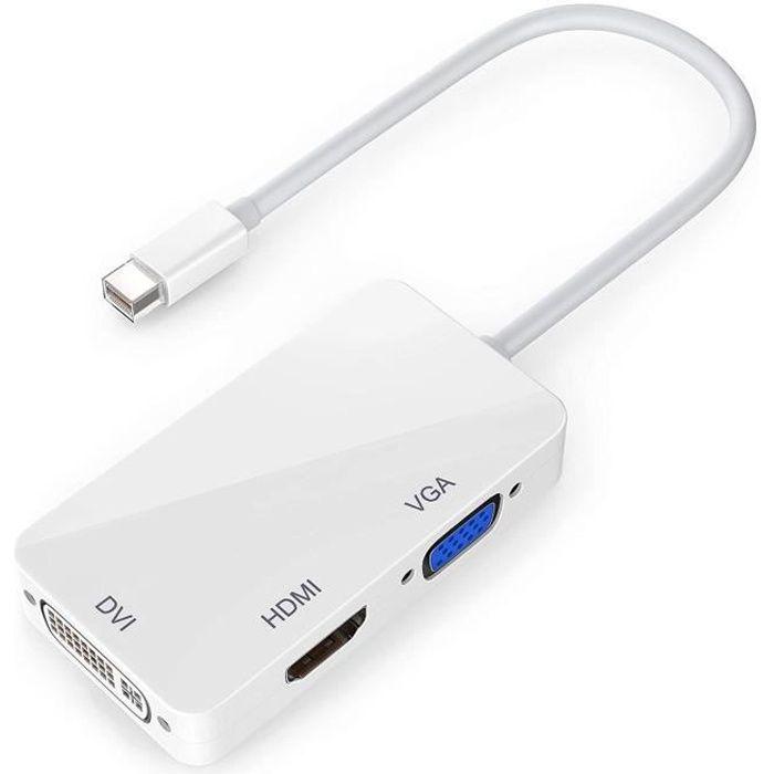INECK® Adaptateur Thunderbolt Mini DisplayPort vers HDMI-DVI-VGA, Câble Convertisseur Hub multiport pour Apple MacBook Pro Air Mac