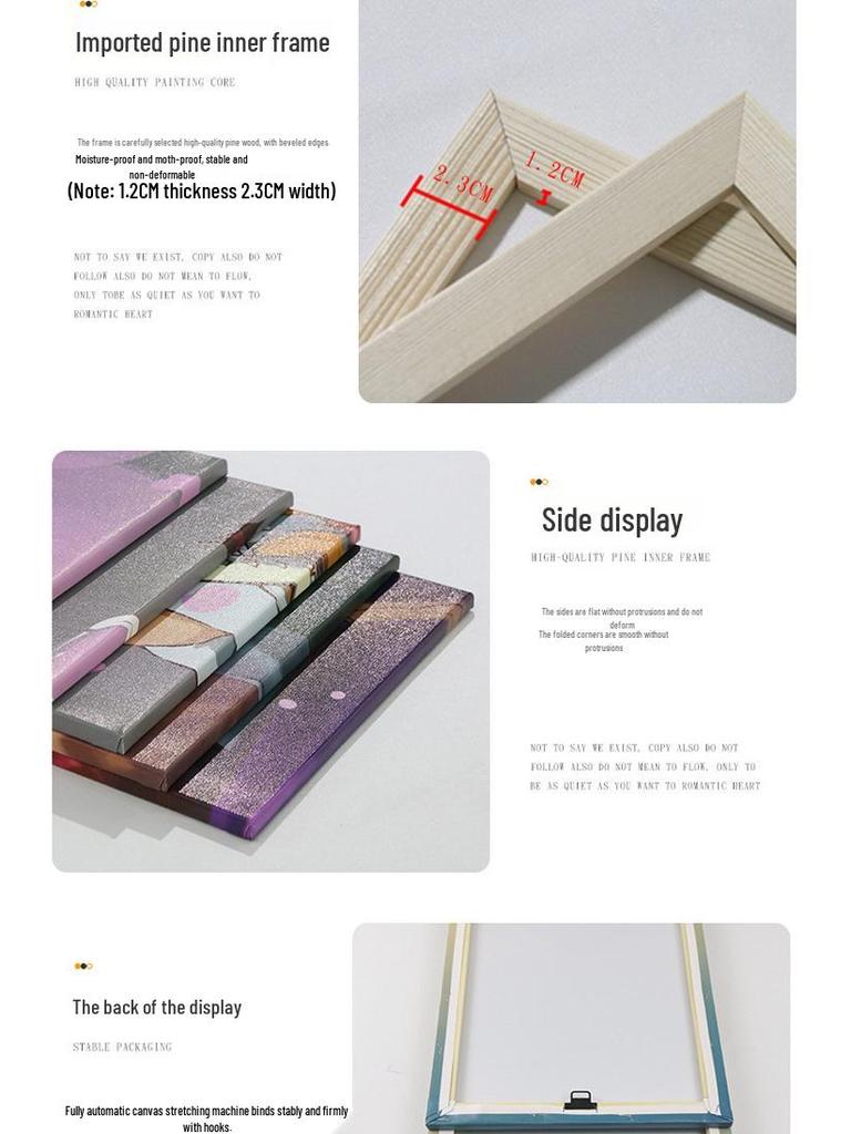 Four-Panel Solid Wood Oil Canvas Living Room Decorative Painting with Frame Processing