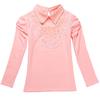 YUBAOBEI Spring Autumn Girls Blouse Children Lapel Tops Clothing Kids Cotton Pink White T-Shirt