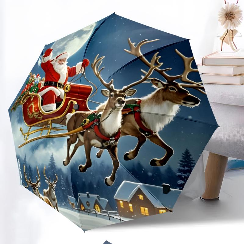 Chrismas Fashionable Automatic Opening/Closing Folding Umbrella. Portable and Foldable, Ideal for Gift, Travel, and Daily Use.