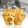 Retro Motorcycle Riding Cowhide Half Finger Men's Fitness Driving Leather Gloves Women's Style