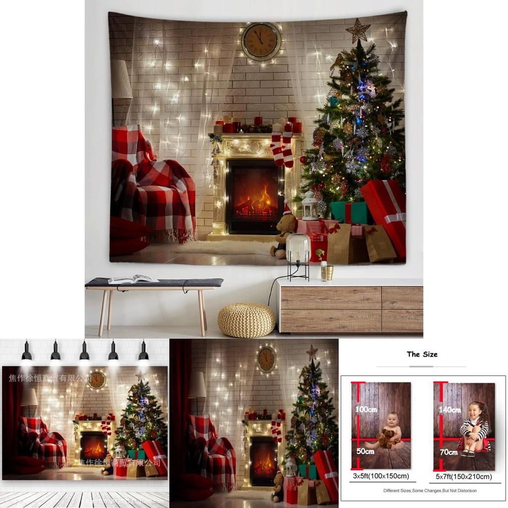 Christmas Fireplace Backdrop Flag With Vibrant Polyester Material For Festive Gathering