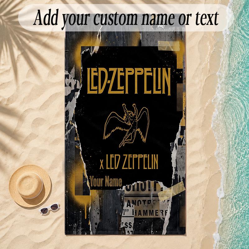 Beach TowelLed Zeppelin Custom Name Text Personalized Soft Towel for Beach Pool Indoor Home Decor Gift