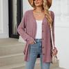 Women's Fashionable Casual Solid Color Long Sleeved Loose  Button Cardigan Jacket