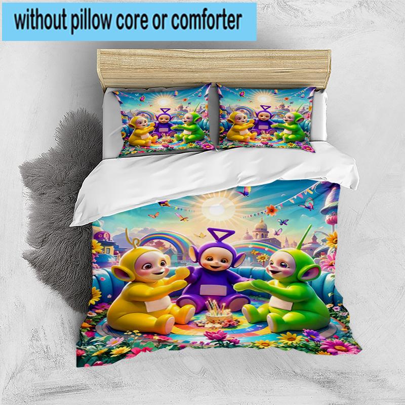 3PCS Tele-tubbies Celebration 3pcs Bedding,Including 3PCS Duvet Cover And 2pcs Pillowcases Perfect for Christmas,Ideal for Bedroom, Dormitory