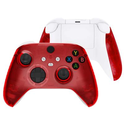 EXtremeRate Боковая накладка-грип для беспроводного контроллера Xbox Core, прозрачно-черная, сменная передняя крышка корпуса, накладка на рукоятку, лицевая панель для контроллеров Xbox Series X S