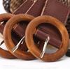 Wild Braided Wooden Buckle Waistband Ladies Dress Cummerbands Weave Waist Band Bohemian Wide Belt