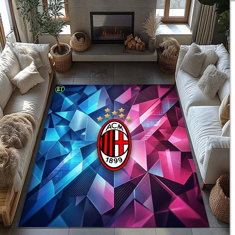 Фланелевый ковер с принтом AC Milan, нескользящий, мягкий, из полиэстера, для пола, декоративный коврик для спальни, гостиной, дивана, игровой комнаты, домашний декор