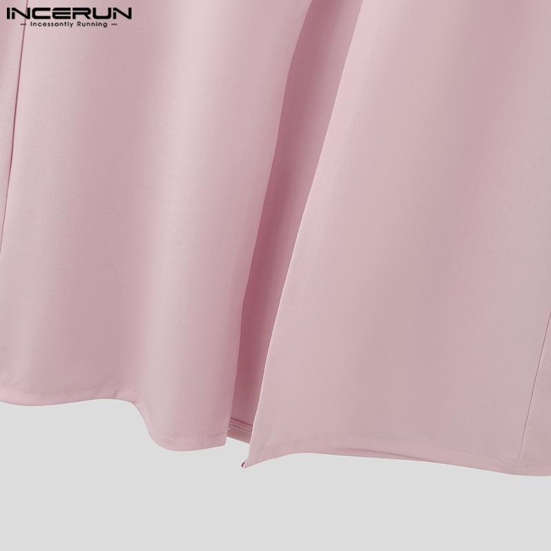 INCERUN Мужские топы-туники без рукавов с вырезом-воротником, длинные, повседневные, футболки