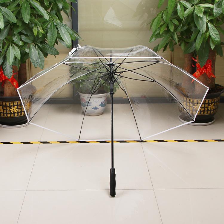 Eco-friendly Large PVC Transparent Golf Umbrella - Windproof, Rainproof, Sturdy, Long Handle with Print Logo