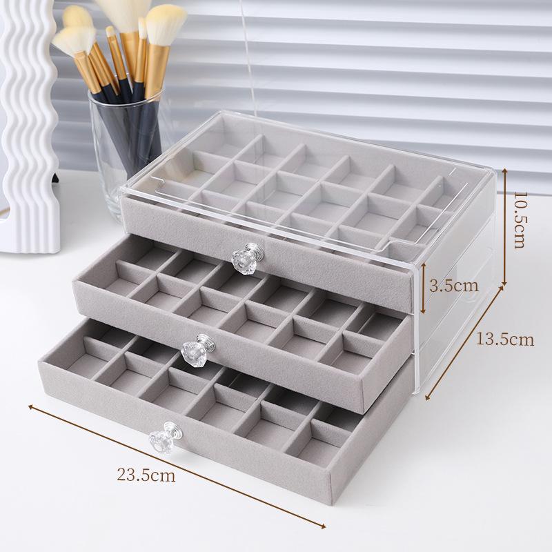 Бархатная шкатулка для украшений с антиокислительным покрытием, прозрачное акриловое хранилище для сережек, ожерелий и колец