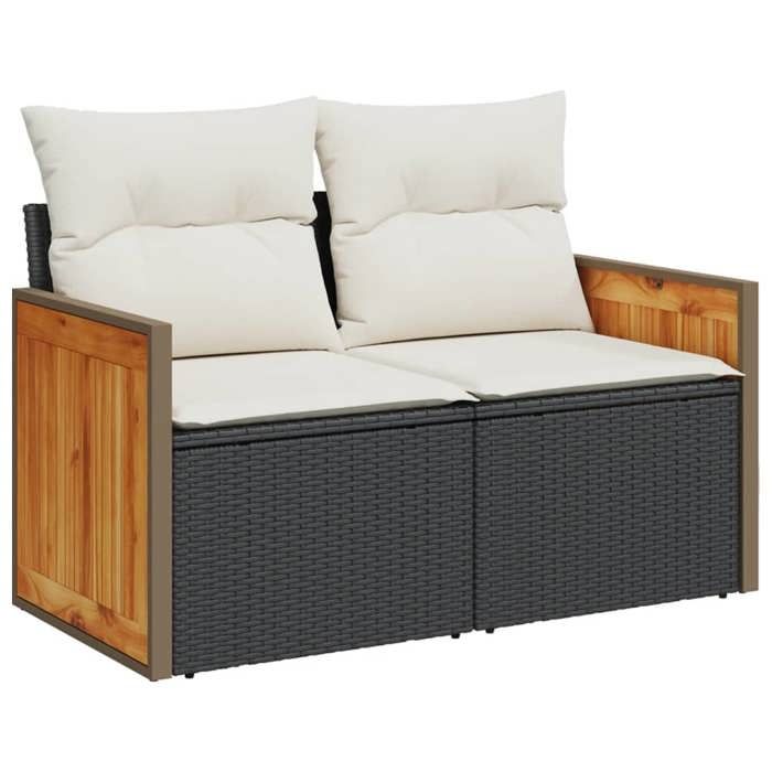 VidaXL Salon de Jardin avec Coussins 13 pcs, Canapés de Terrasse, Ensemble de Meubles de Patio, Mobilier d'Extérieur, Noir 3228268