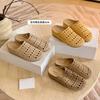 Sheepskin Fashionable Hollow Carved Bag Head Half Drag Women's Summer Wear Thick-bottomed Lazy Cool Slippers