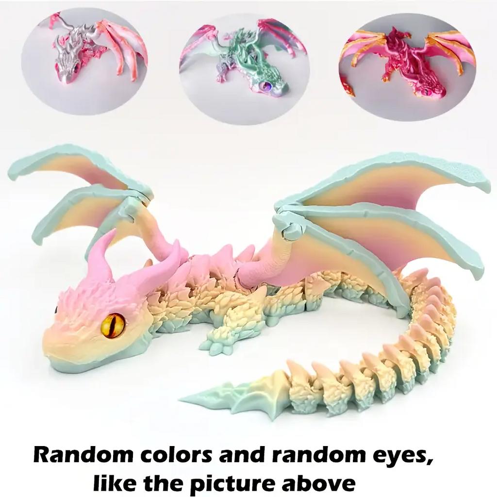 1 шт. 3D-печатная фигурка дракона в виде крылатой кареты со случайными глазами, скульптура дракона из смолы в стиле ар-деко, настольный декор в виде животных