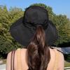 Outdoor hiking bucket hat for women, suitable for summer, can be tied into a ponytail, versatile for outdoor cycling, UV protection sun hat