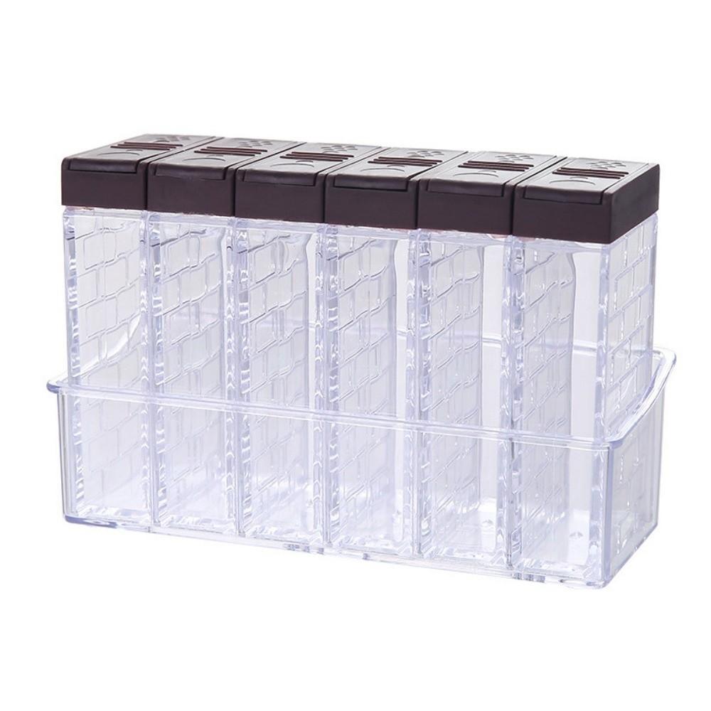 6Pcs/Set 6-in-1 Seasoning Storage Box Double Opening Cover Seasoning Bottle Spice Canister Set  BBQ