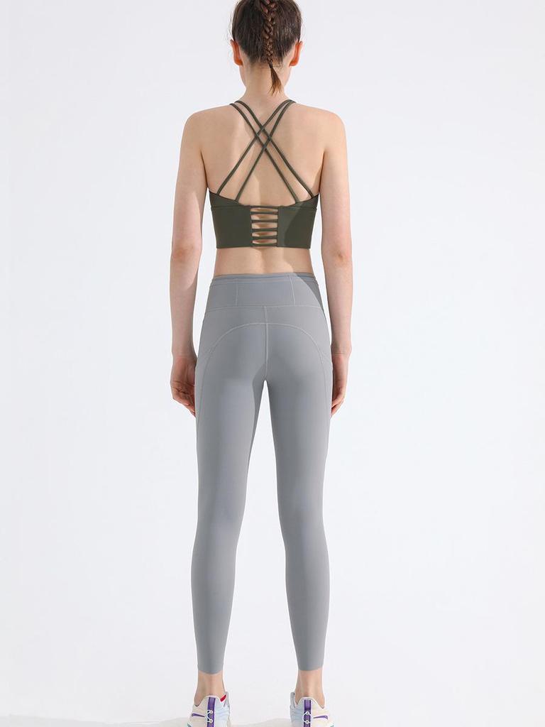 Спортивный бюстгальтер Crossback Shockproof — беспроводной, со сборками, идеально подходит для йоги и бега