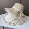 Ladies' Straw Hat Summer Lace Ribbon Sun Hat Sweet and Fashionable Beach Hat Summer Sun Protection Big Brimmed Cool Hat