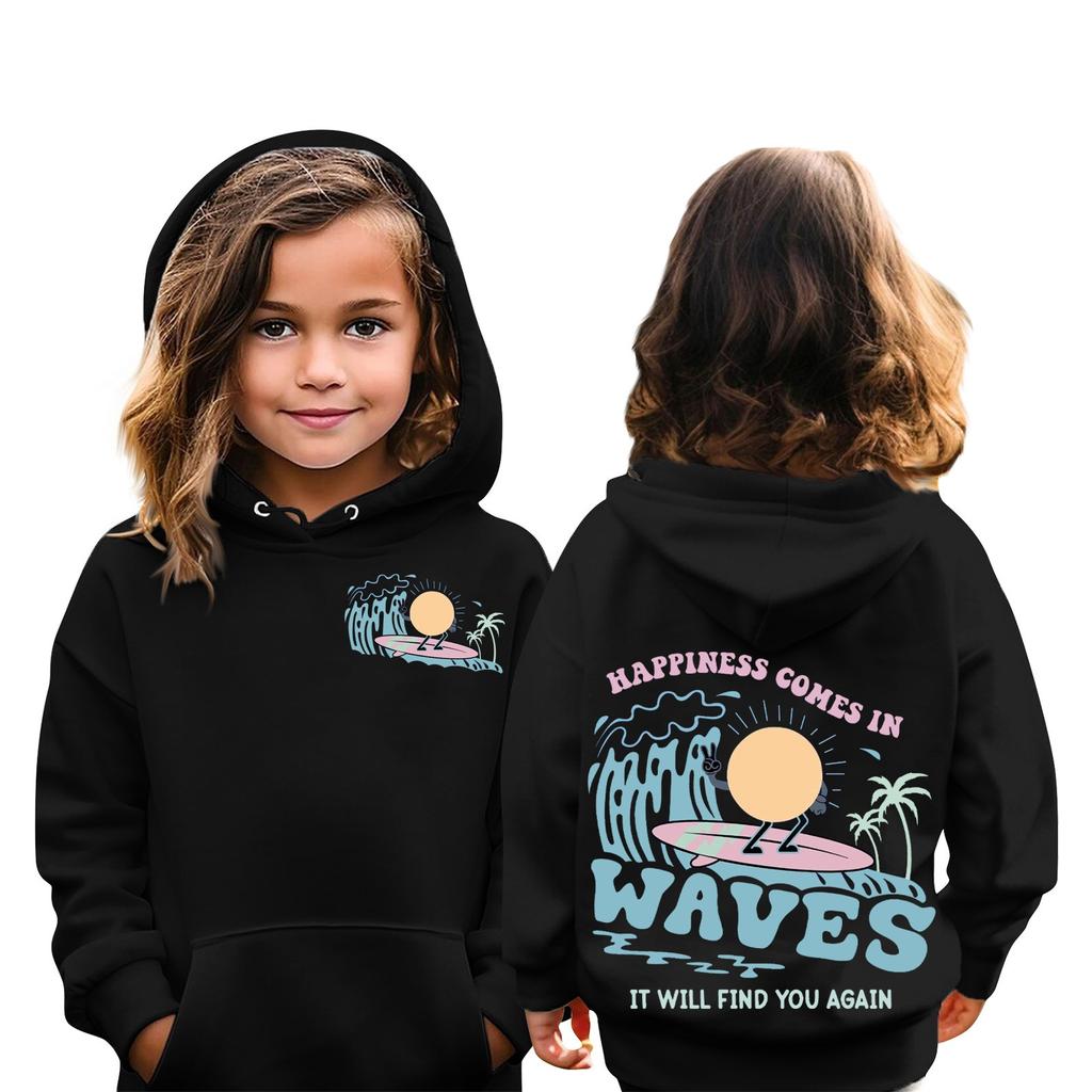 Детские толстовки, свободная спортивная рубашка с капюшоном и принтом, модная спортивная рубашка