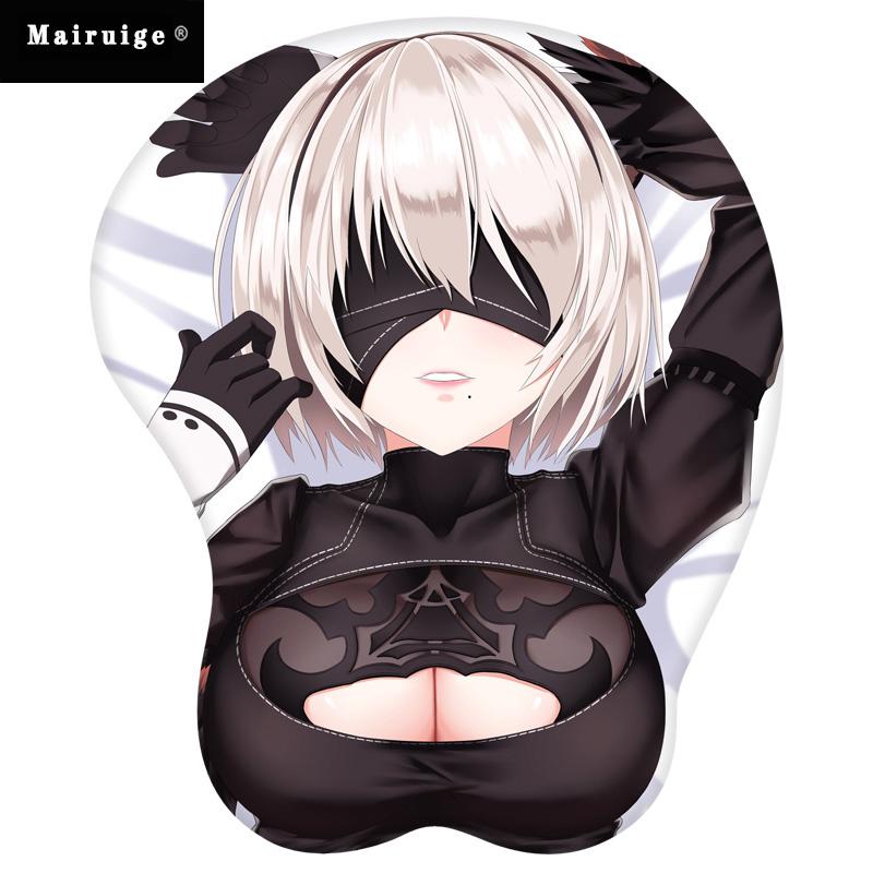 Нескользящий 3D милый коврик для мыши аниме сексуальная девушка Nier 2B 3D набедренные мягкие коврики для мыши с подставкой для запястий игровой коврик для мыши для LOLCSGO 26*22