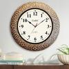 Brass Embossed Analog Clock Wall Clock Round Classic Clock for Living Room Home and Office