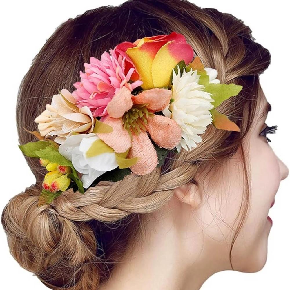 Vintage Flower Hair Comb Simulation Floral Bridesmaid Headwear Bridal Hair Accessories Prom