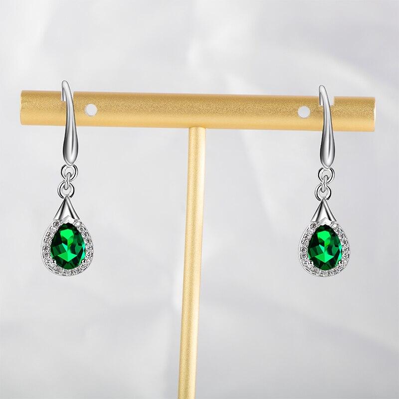 BELLA BOX Classic Copper Alloy Earrings For Women Green Zircon Fashion Ear Drop Female Gifts Engagement Jewelry