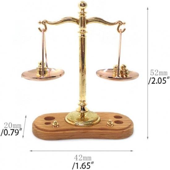 Leadigol Миниатюрные Металлические Винтажные Весы, 5,2x4,2x2 см Мини Весы Правосудия Фигурка, 1: Модель весов правосудия мини-симуляция в масштабе 1:12
