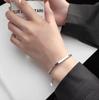 Браслет из нержавеющей стали серебристого цвета Модные парные аксессуары Простой шарм Плетеная цепочка Глянцевый Геометрический Вечеринка