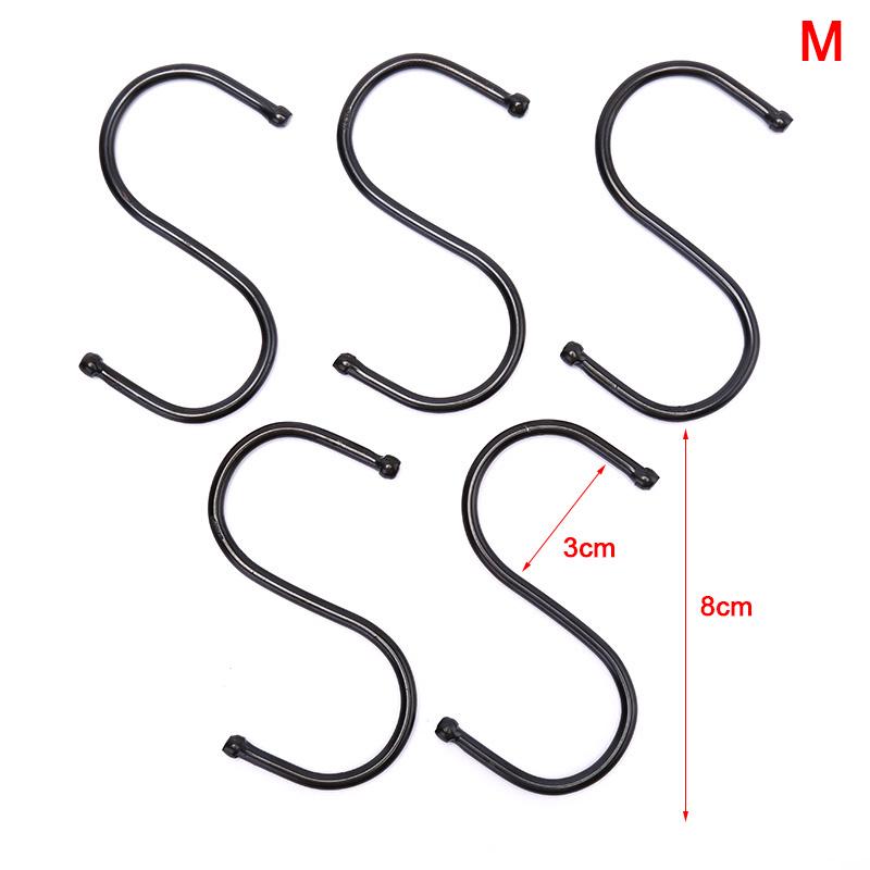 5шт черные S-образные крючки для кухни и ванной комнаты, подвесная сумка для кухонных принадлежностей, держатель для полотенец