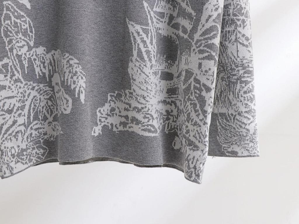 Женский осенне-зимний винтажный парусный джунгли жаккардовый трикотажный комплект из двух частей, широкие брюки, утолщенный теплый свитер, спортивный костюм