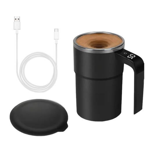 Automatic Stirring Coffee Mug with Lid Electric Self-Mixing Cup 380ml Portable Protein Powder Shaker for Office Car Home Gym